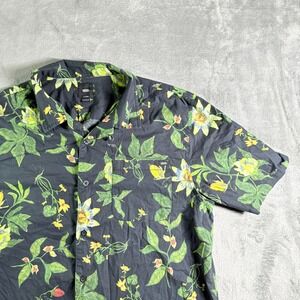 Vans Mens Short Sleeve Button Up Shirt Floral Print Black XL Classic Fit